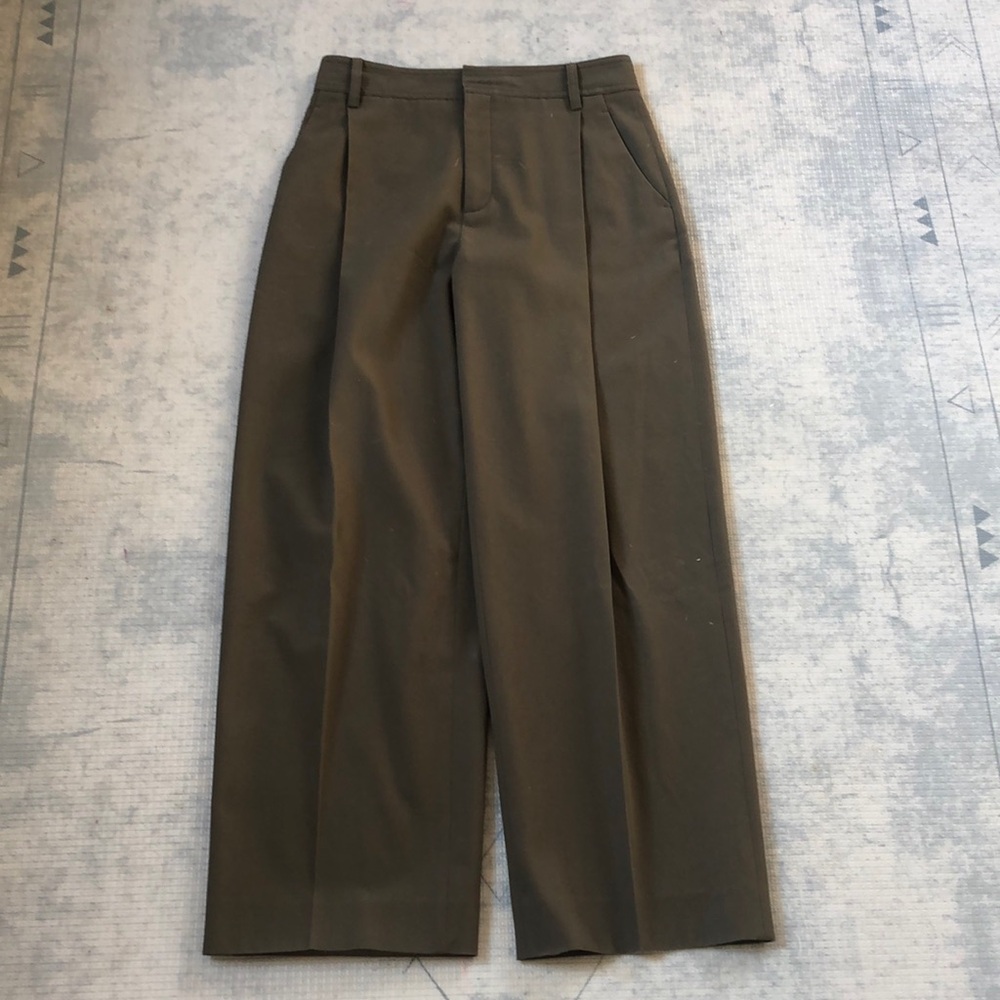 Maria McManus Olive Cotton Pleated Trousers